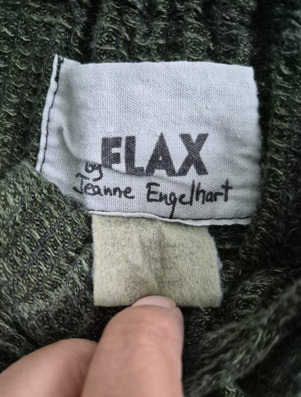 Flax By Jeanne Engelhart Vintage Linen Forest Green Maxi Skirt** L Earthy Boho - Picture 2 of 13